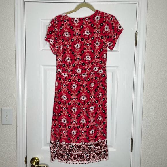 LOFT Red and White V-Neck Midi Sundress size 2 petite - Picture 5 of 5